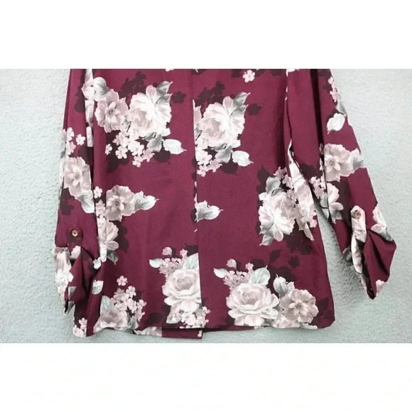 Guess Women's Roll Tab Blazer-Faux Pockets-Floral-Large - Picture 9 of 9